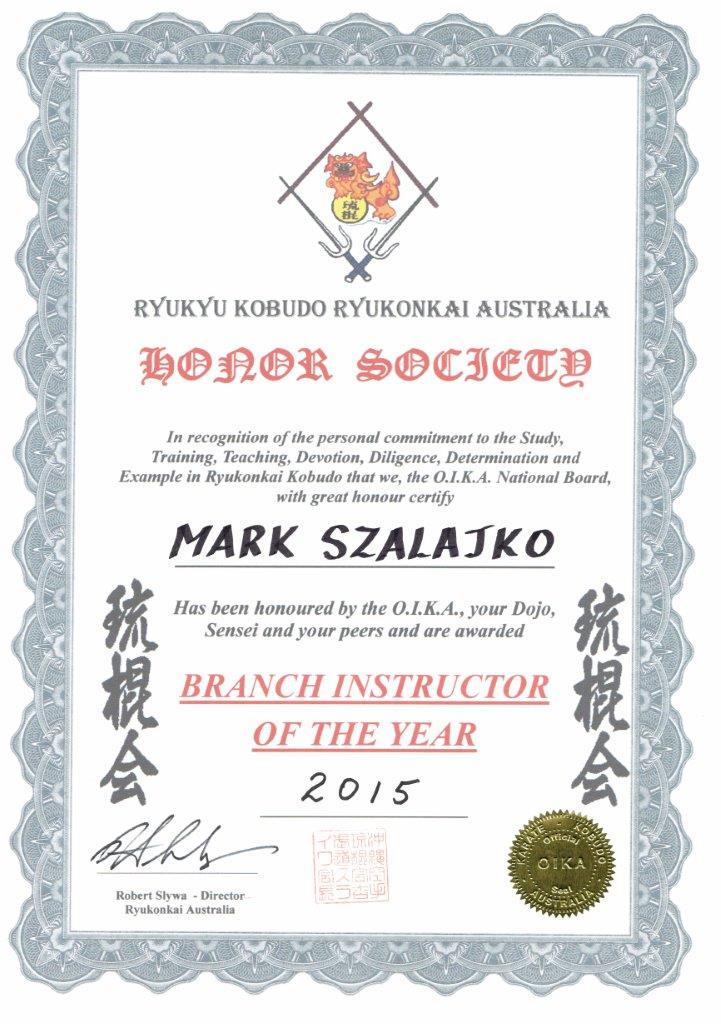 Ryu Kon Kai Branch Instructor 2015r